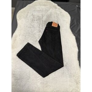 Levis 505 Mens Black Faded Straight Jeans Size 32x34 Cotton Denim Pants